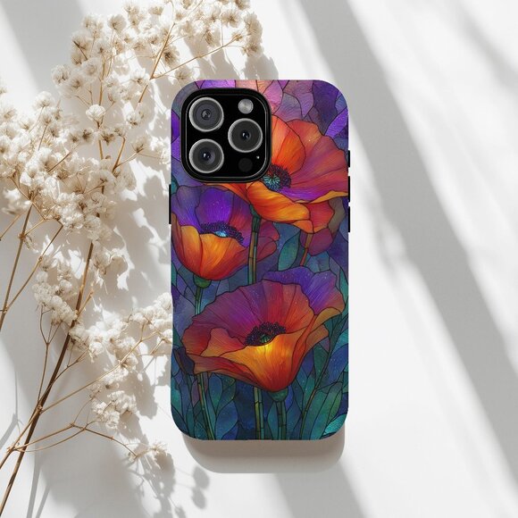 Floral Stained Glass Luxe IPhone 16,15,14,13 (Pro Max,Pro,Plus) Phone Case - Picture 1 of 14